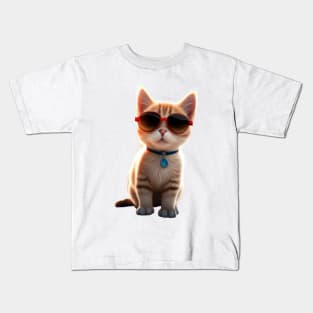 Cool Cat Cute Kitten Wearting Sunglasses Kids T-Shirt